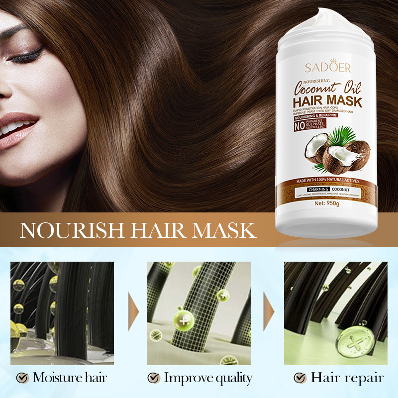 All-english SADOER Nourishing Coconut Hair Mask, Smooth, Soft and Fluffy Hair Conditioner cross-border export wholesale Application Scenario