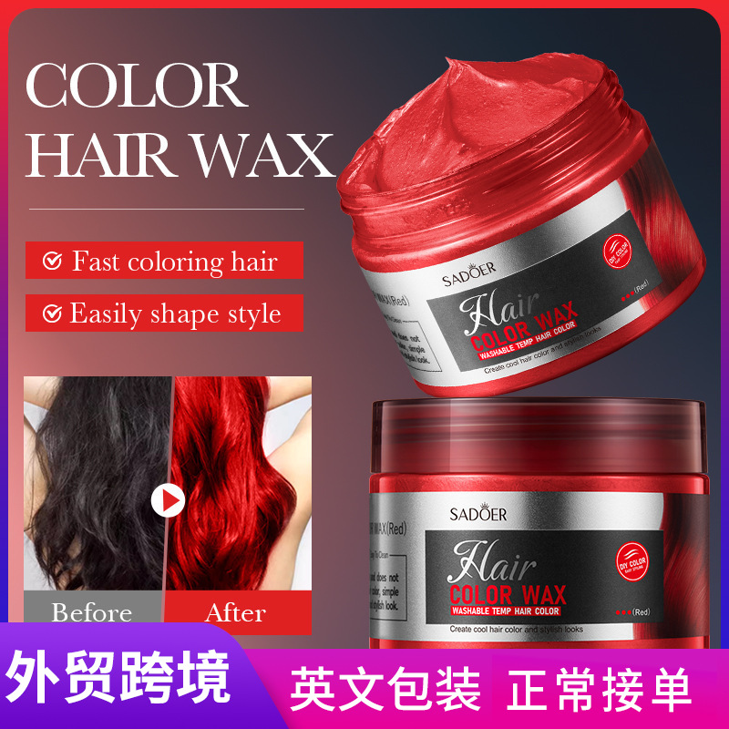 All-english SADOER colored hair paste (red), natural and fluffy hair wax for styling, cross-border export wholesale full figure