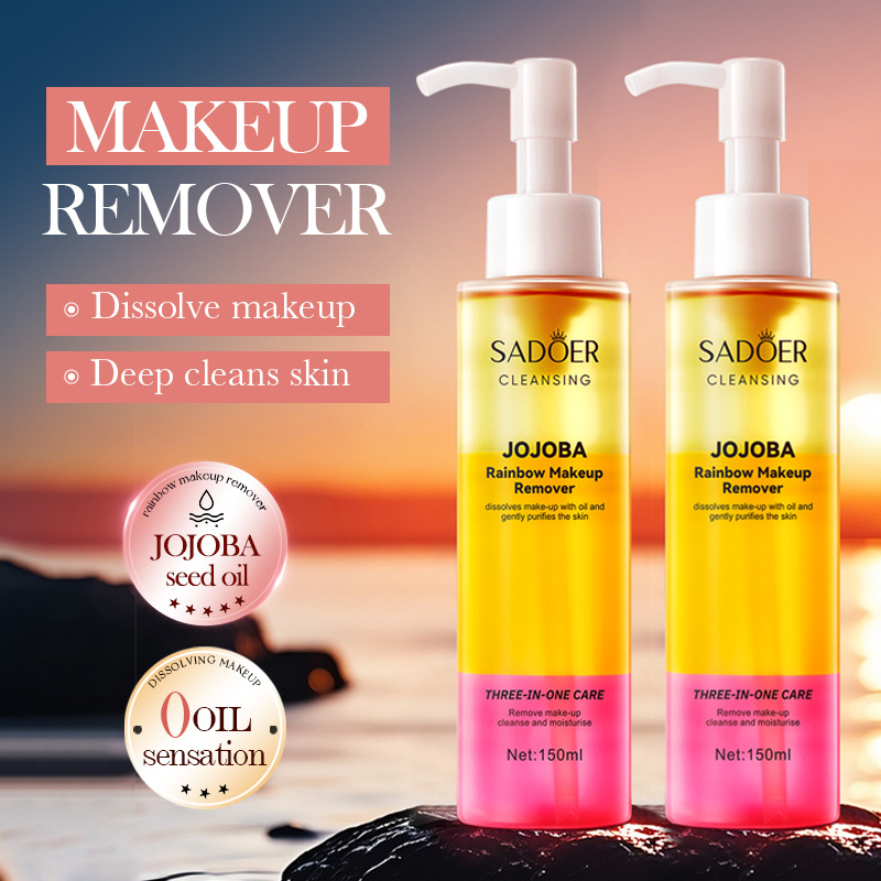 All-english SADOER Rainbow Makeup Remover Oil for cleansing the face and dissolving makeup. Cross-border export wholesale details Picture