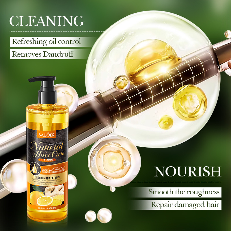 SADOER Lemon and Ginger Smooth Nourishing Shampoo for Cleansing Hair is available for wholesale across overseas markets details Picture