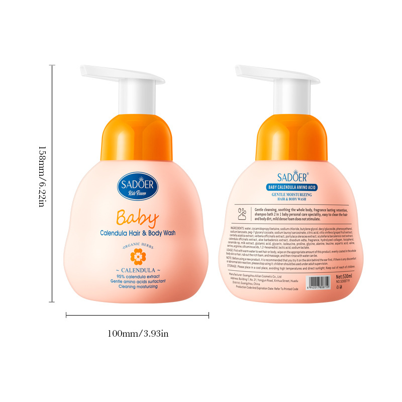 Cross-border wholesale of SADOER children's calendula amino Acid Gentle Moisturizing Shampoo and body Wash in English Item Picture