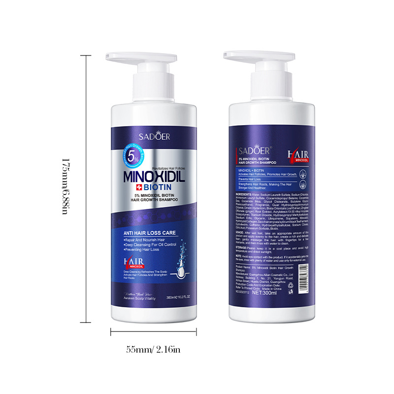 Sadoer 5% Minoxidil Biotin Hair Growth Shampoo and Softening Shampoo for cross-border export Item Picture