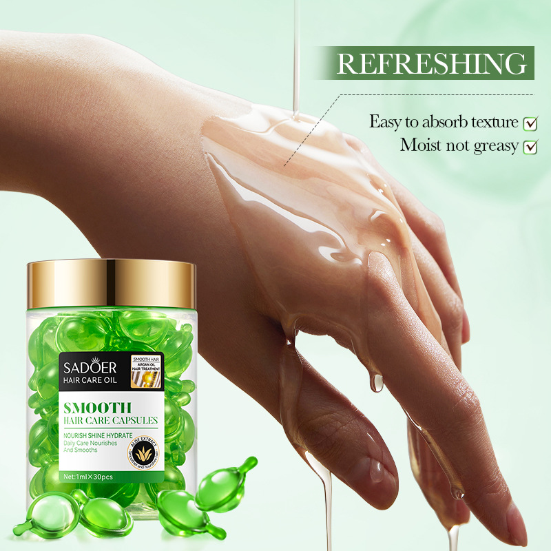 Cross-border wholesale of SADOER Moroccan Argan Oil Aloe Vera Softening Hair Care Capsules and Hair conditioner in English Item Picture