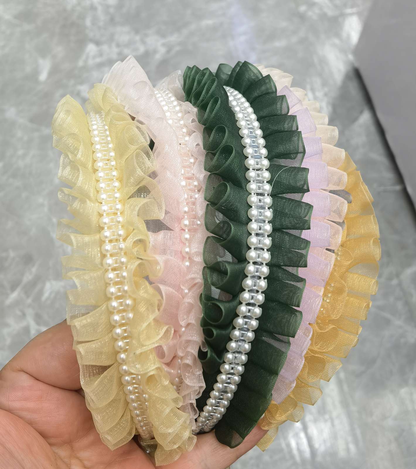 新款气质网纱发箍高颅顶褶皱发箍高级感轻奢显脸小头箍发饰 新款发箍儿童彩色塑胶头箍