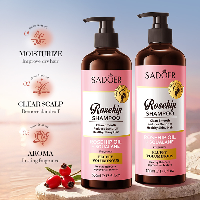 Cross-border export wholesale of SADOER rosehip oil anti-dandruff and voluminous shampoo for cleansing hair details Picture