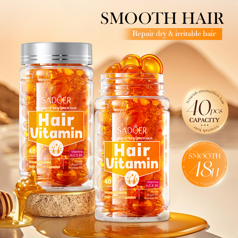 Full English SADOER Beehive Vitamin Hair Care Essence Capsules Moisturizing Hair Conditioner Cross-border export wholesale full figure