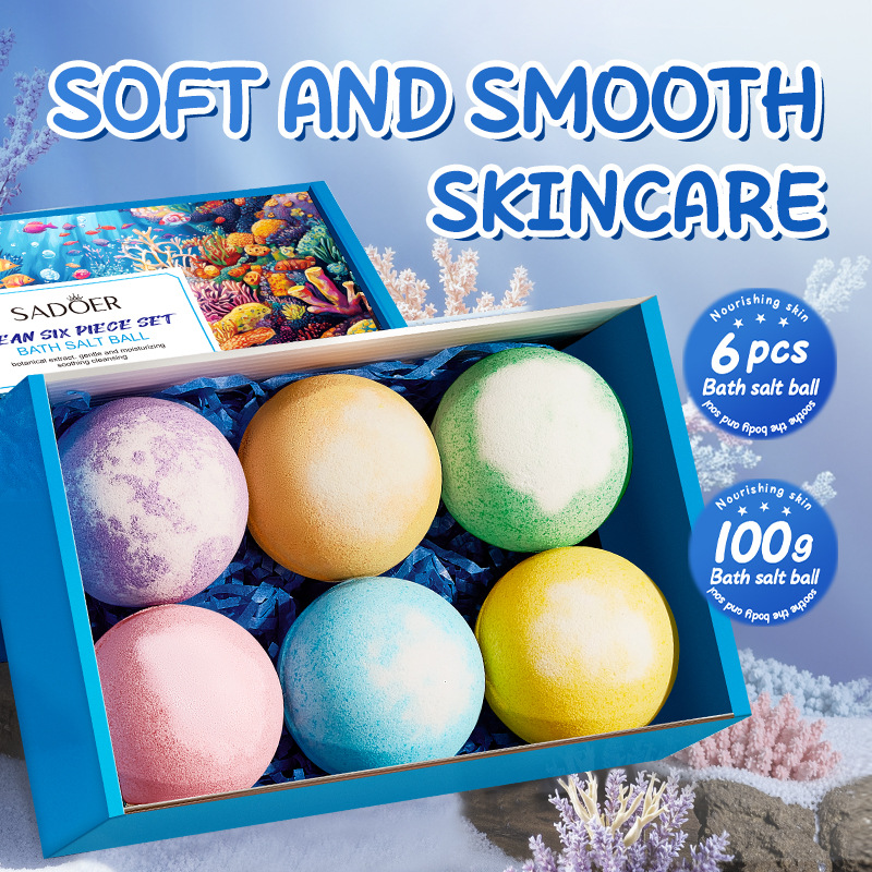 Full English SADOER Ocean 6-piece Set of scented bath salt Balls for body cleansing, cross-border export wholesale details Picture
