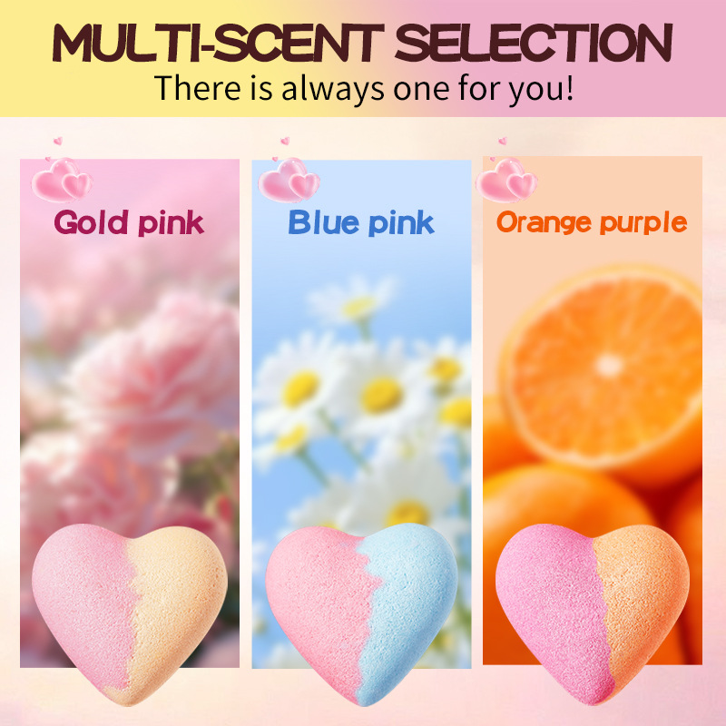 All-english SADOER heart-shaped Bath salt Balls - 6-piece set of clean body bath salts for cross-border export wholesale Application Scenario