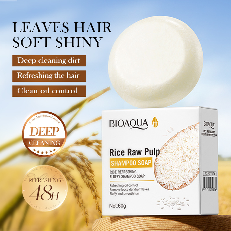 All-english BIOAOUA Rice pure-based refreshing and fluffy shampoo Soap and cleaning shampoo cross-border export wholesale details Picture