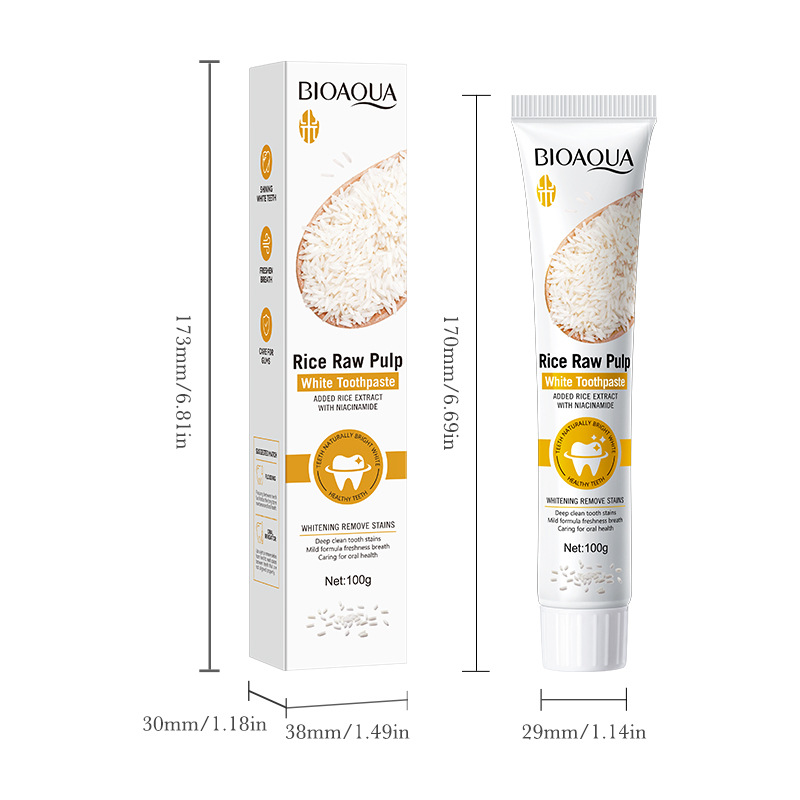 All-english BIOAOUA Rice puree Whitening Toothpaste, deep cleaning Teeth toothpaste, cross-border export wholesale Item Picture