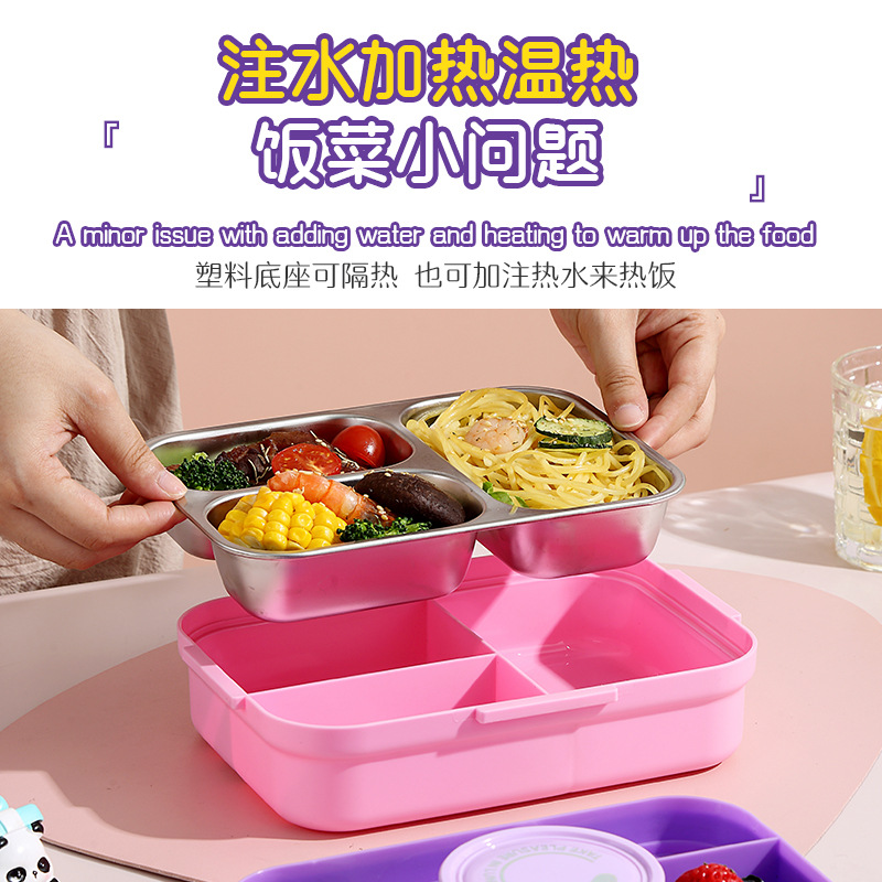 J35-2681 stainless steel insulated lunch box, children's compartments lunch box, student cartoon lunch box with stainless steel spoon Application Scenario
