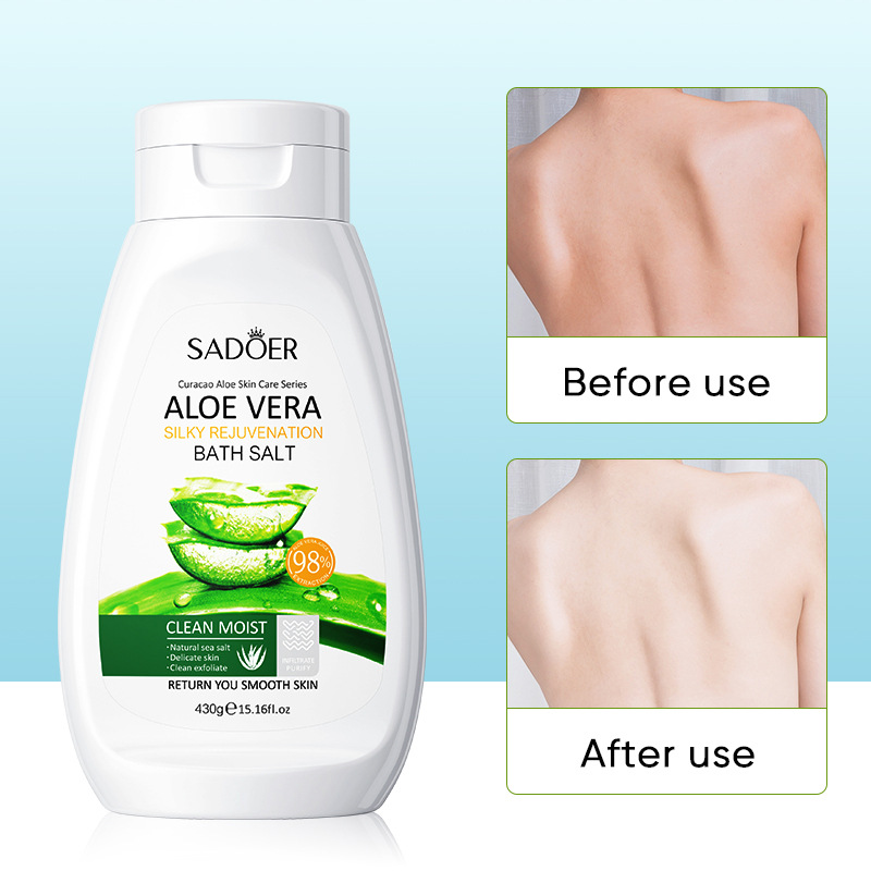 SADOER Aloe Vera silky Smooth Skin Bath Salt, body exfoliation and cleansing cross-border export wholesale details Picture