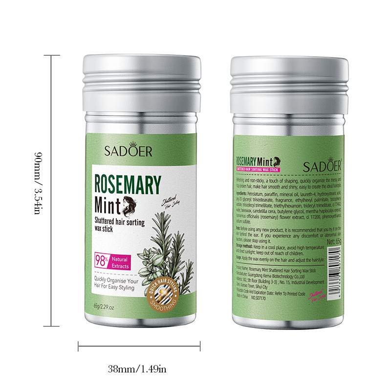 Cross-border wholesale of SADOER rosemary and mint hair styling wax sticks and hair fixing wax in English Item Picture