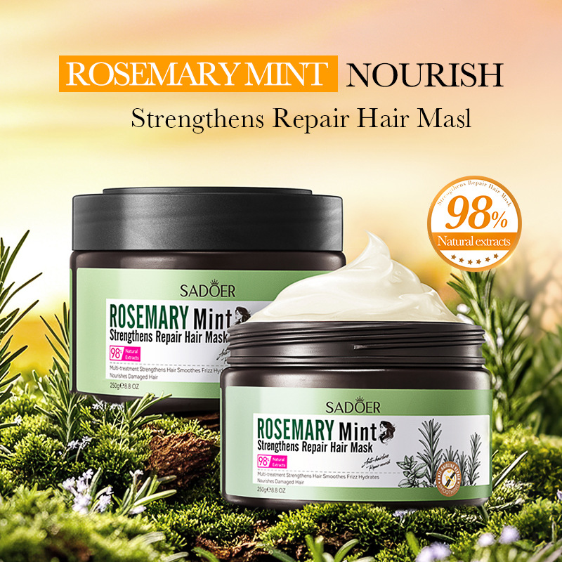 Cross-border export wholesale of the all-English SADOER Mint Rosemary Strengthening and Repairing Hair Mask Nourishing Hair Conditioner details Picture