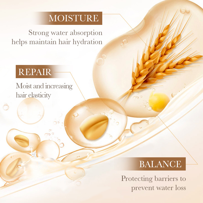 All-english BIOAOUA Rice purees Hair Care Mask to improve frizzy and smooth Hair Conditioner Cross-border export wholesale Specification drawing