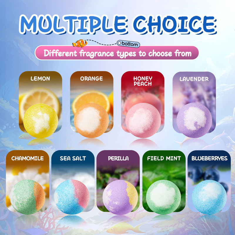 SADOER Ocean 9-piece Set of scented Bath salt Balls for body Cleansing, cross-border export wholesale Specification drawing