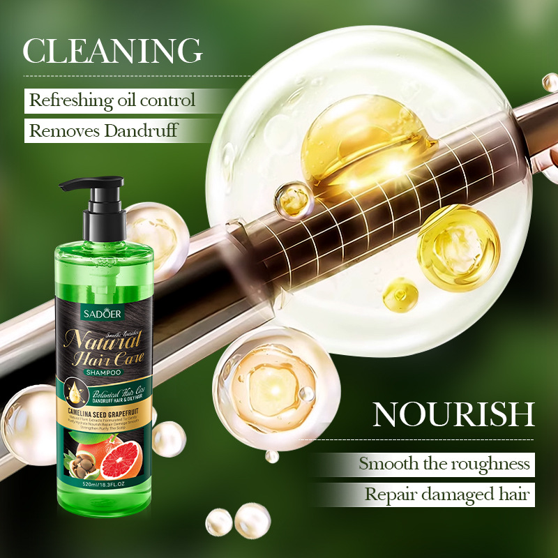 All-english SADOER Grapefruit Camellia Seed Smooth Nourishing Shampoo Anti-dandruff Shampoo Cross-border export wholesale Specification drawing