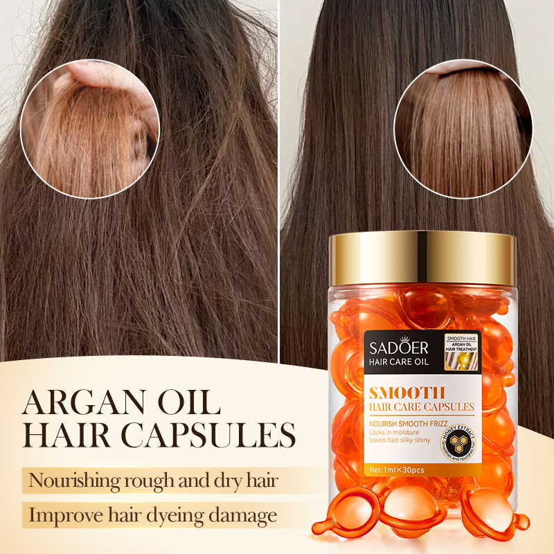 Cross-border wholesale of SADOER Moroccan Argan Oil Honey Softening Hair Care Capsules and hair conditioner in English details Picture