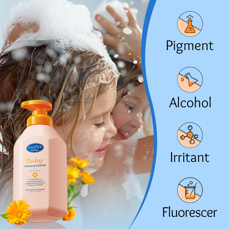 Cross-border export wholesale of SADOER children's Calendula amino Acid Gentle Moisturizing Shampoo and Body Wash in full English Specification drawing