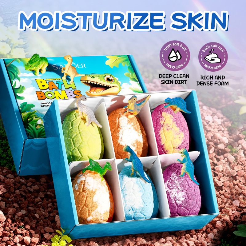 Full-english SADOER dinosaur Egg Scented Bath salt Balls 6-piece set for body cleansing bath salt balls cross-border export wholesale details Picture