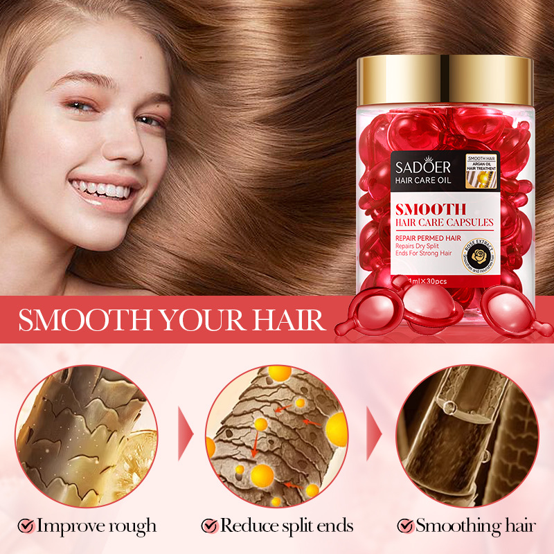 Cross-border wholesale of SADOER Moroccan Argan Oil Rose Softening Hair Care Capsules and hair conditioner in English Application Scenario