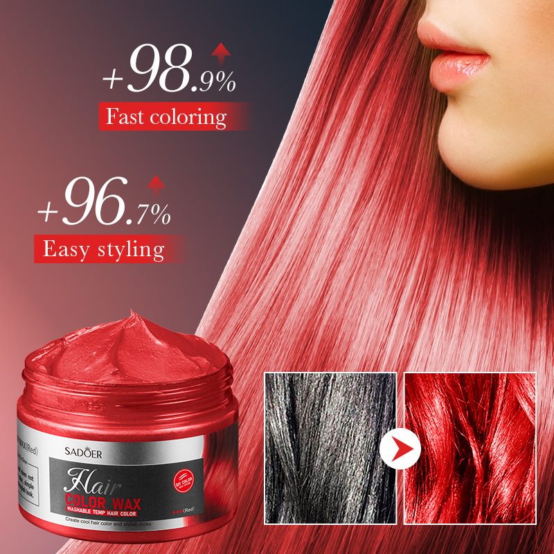 All-english SADOER colored hair paste (red), natural and fluffy hair wax for styling, cross-border export wholesale details Picture