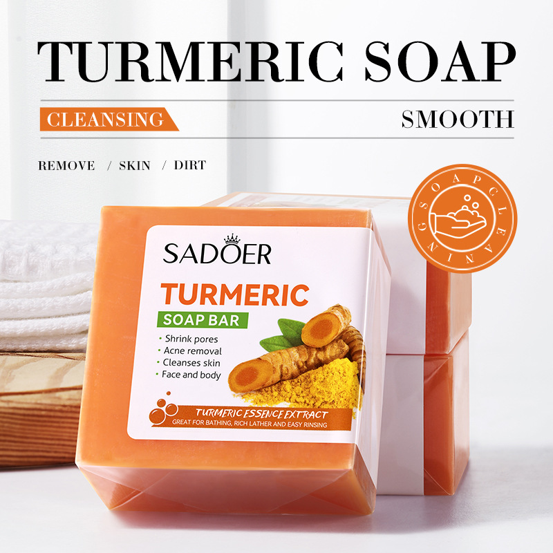 SADOER turmeric soap, handmade soap, bath soap, universal soap for cleansing the body, cross-border export wholesale details Picture