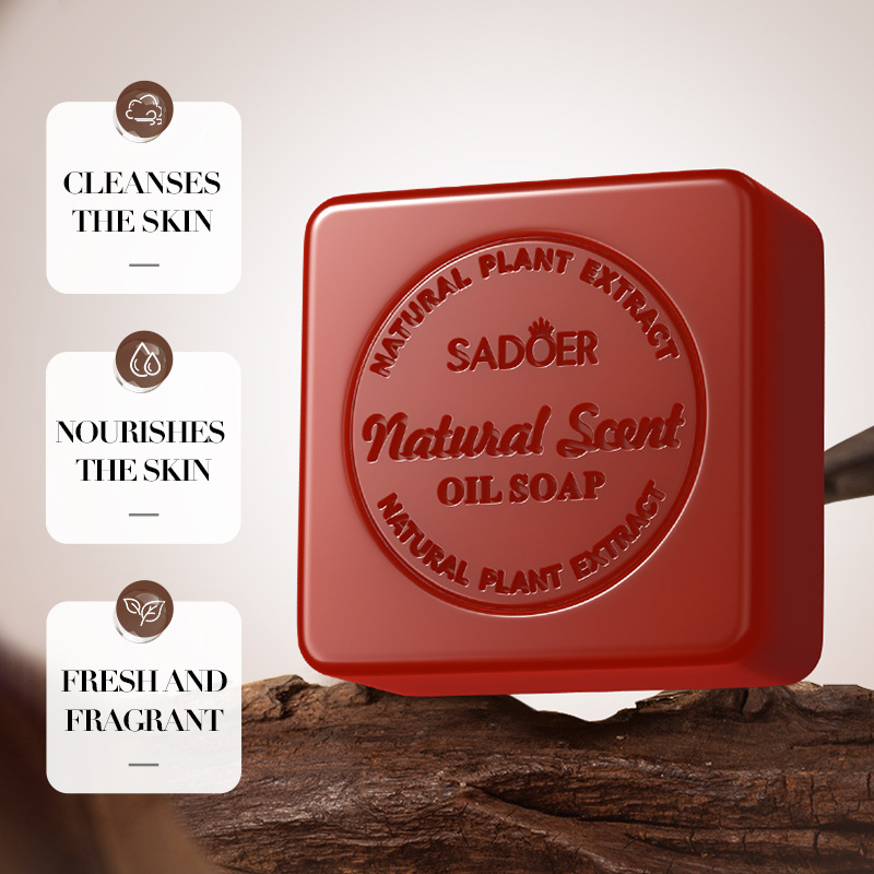 SADOER sandalwood essential oil soap for deep cleansing of the body, universal handmade soap, cross-border export wholesale Specification drawing