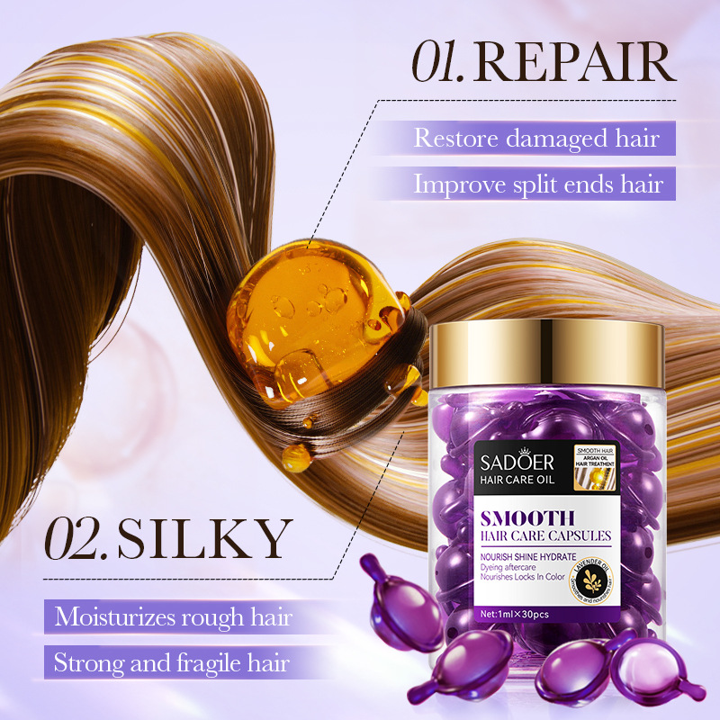 Cross-border wholesale of SADOER Moroccan Argan Oil Lavender Softening Hair Care Capsules and hair conditioner in English Item Picture