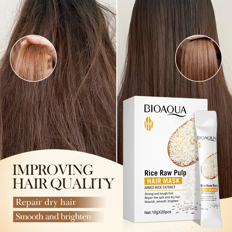 All-english BIOAOUA Rice purees Hair Care Mask to improve frizzy and smooth Hair Conditioner Cross-border export wholesale Item Picture