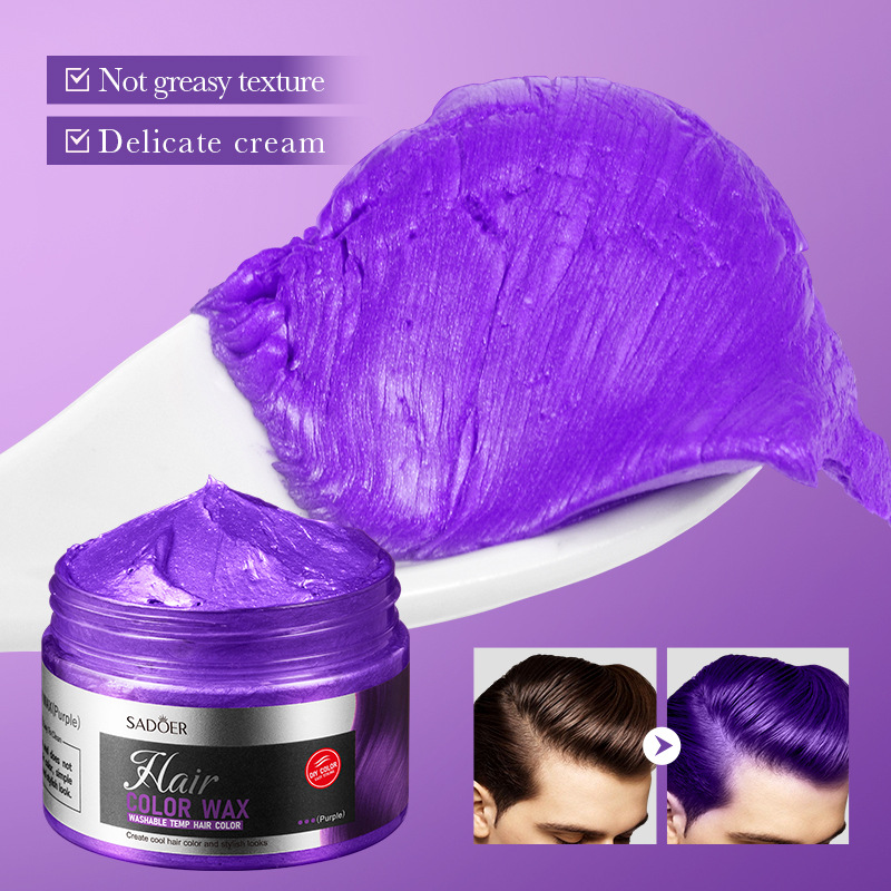 All-english SADOER colored hair paste (purple), natural and fluffy hair wax for styling, cross-border export wholesale Specification drawing