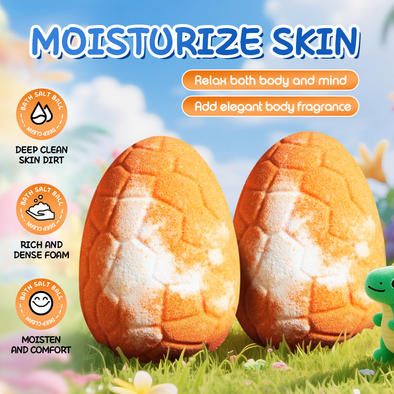 Full English SADOER Orange Dinosaur Egg Scented Bath Salt Balls (float balls) body bath salt balls cross-border export wholesale Specification drawing