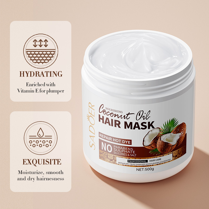 Cross-border wholesale of all-English SADOER coconut Moisturizing Hair Mask to improve frizz, smooth hair strands and repair hair details Picture