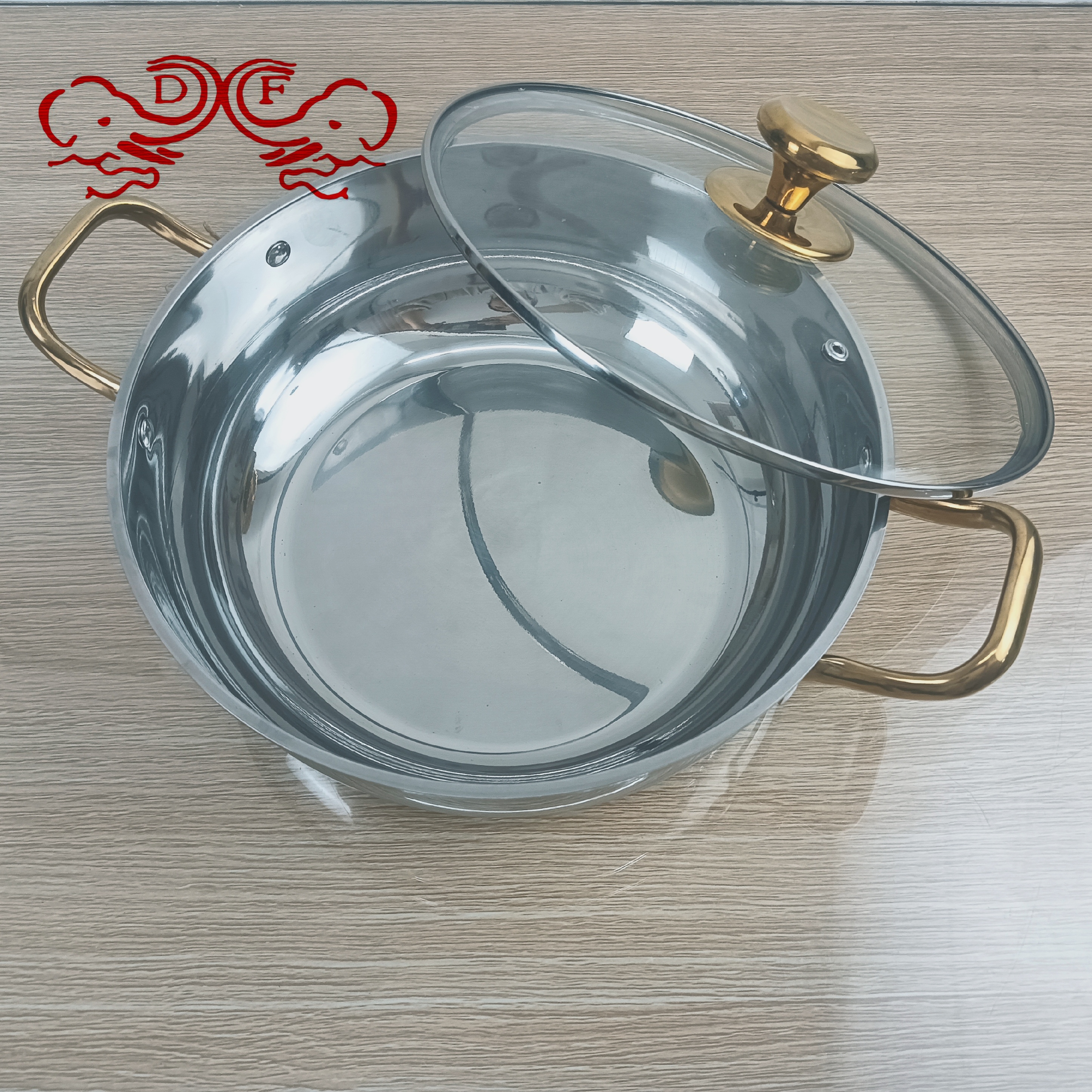 DF99838 Small steamer, stainless steel, small household steaming, boiling and stewing, thickened double-layer induction cooker, soup pot, uncoated DF TRADINGHOUSE