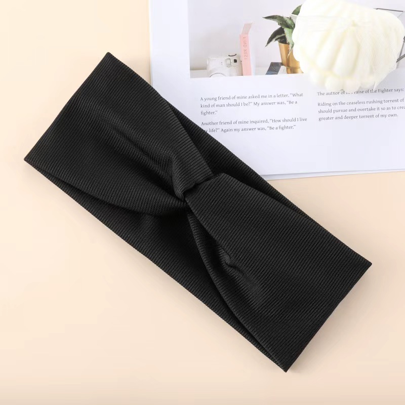 European and American cross-border solid color knitted fine thread cross-yoga sports hair band, simple ladies' headband headwear headscarf headband sports hair band detail image 5