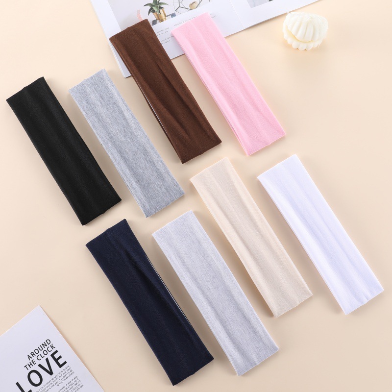 European and American 7-cm wide, simple and retro solid color sports yoga hair band, running antiperspirant, sweat-absorbing women's hair band, sweat-absorbing men's hair band
