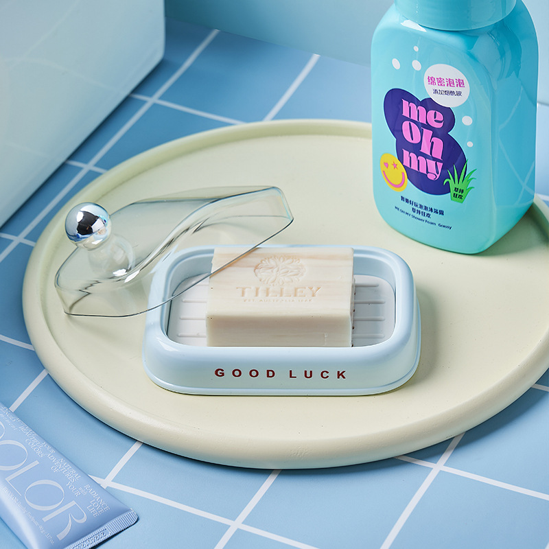 J06-6984 soap box with lid, high-end household draining soap box, bathroom soap dish with high appearance level, student dormitory soap box details Picture