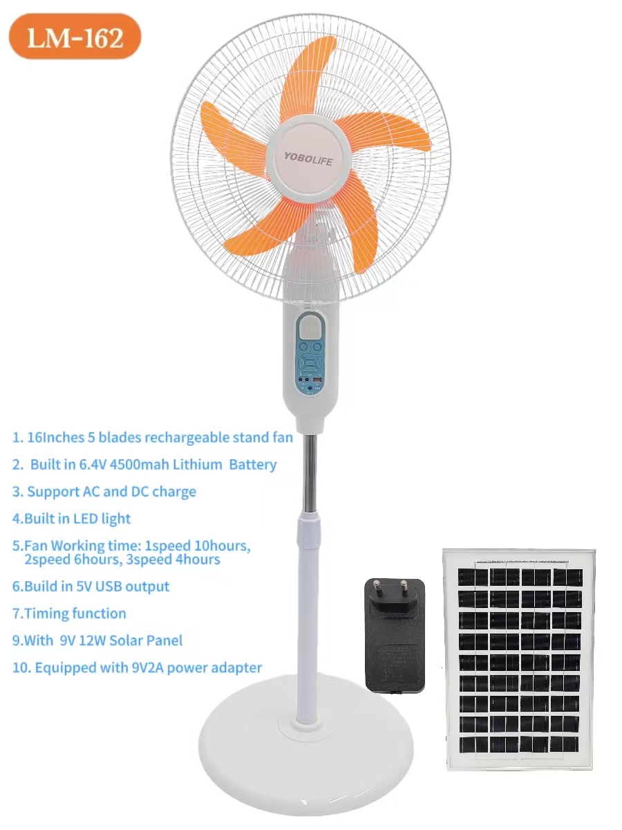 YOBOLIFE LM-162 ventilador solar ventilador eléctrico doméstico con batería de litio incorporada ventilador de emergencia details Picture