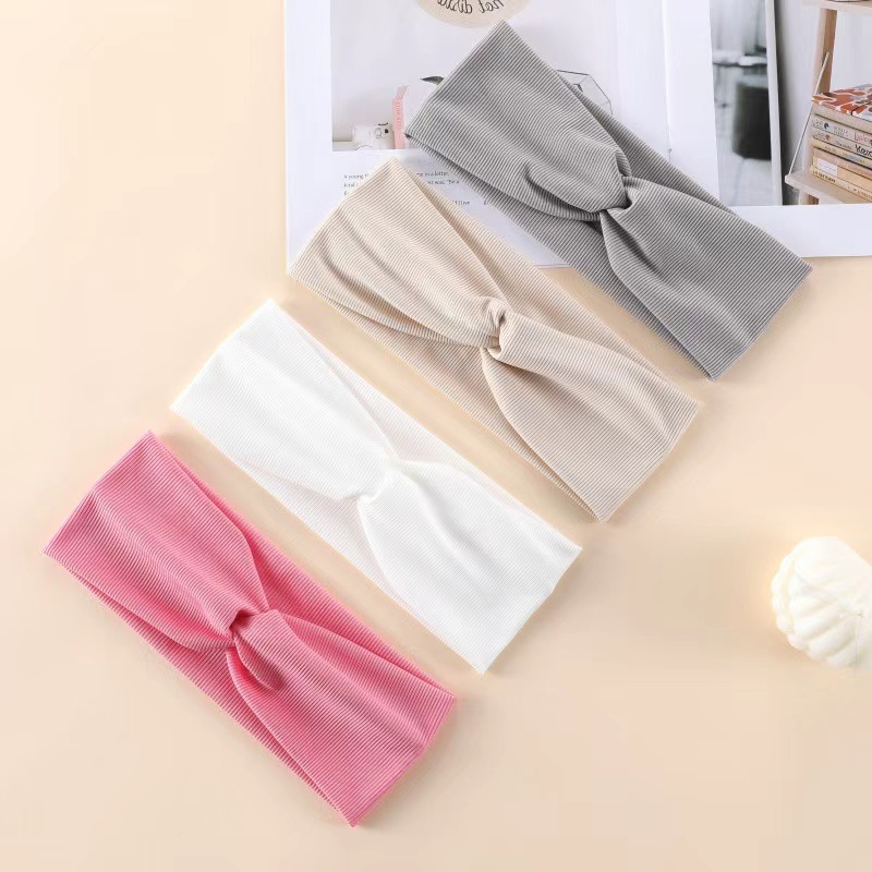 European and American cross-border solid color knitted fine thread cross-yoga sports hair band, simple ladies' headband headwear headscarf headband sports hair band detail image 3