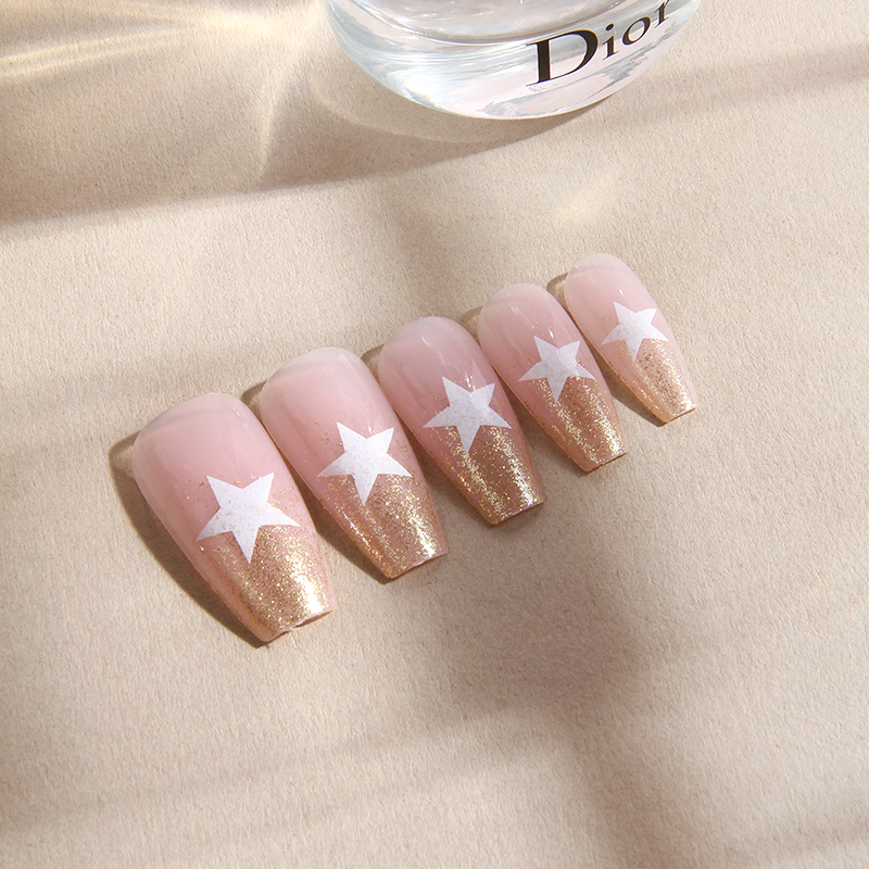 New fashion 24-piece factory direct sale, super shiny star print, Instagram trendy wearable nail false nails
