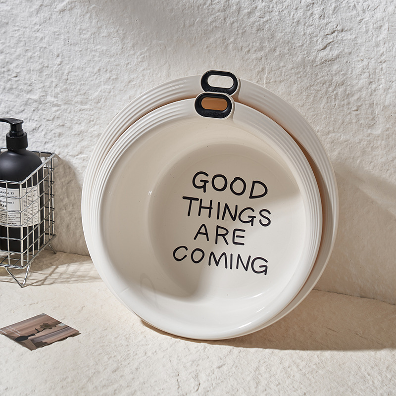 M80-6906涂鸦壁挂洗脸盆塑料家用大小号耐用盆学生宿舍带孔脸盆