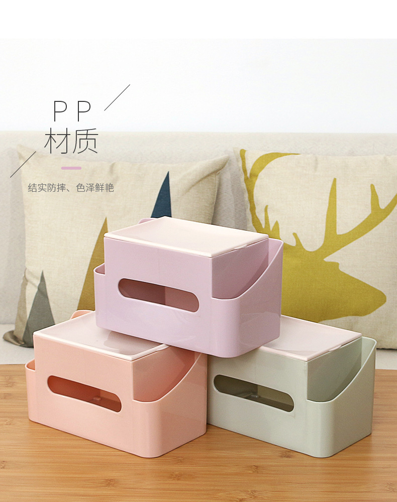 J52-3730 Desktop Tissue box, Toilet tissue box, Wall-mounted storage box, plastic storage box detail image 8