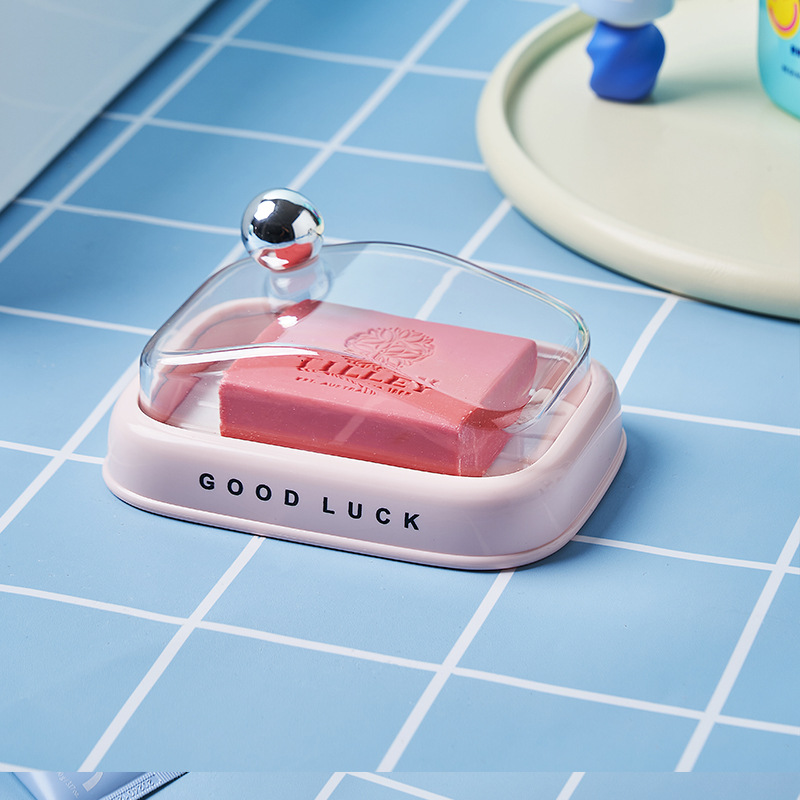 J06-6984 soap box with lid, high-end household draining soap box, bathroom soap dish with high appearance level, student dormitory soap box Specification image