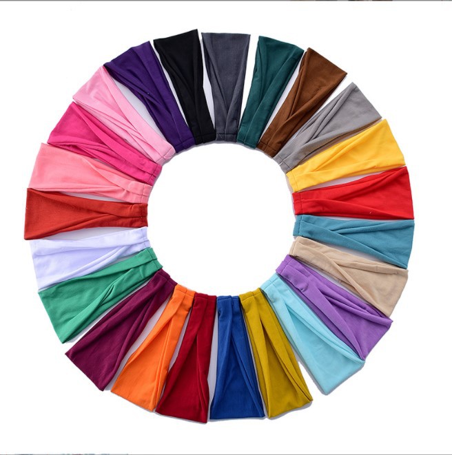 New bow solid color sports sweat-absorbing band, yoga hair band, men's and women's fitness headband, elastic bundle headscarf can be processed and customized detail image 2