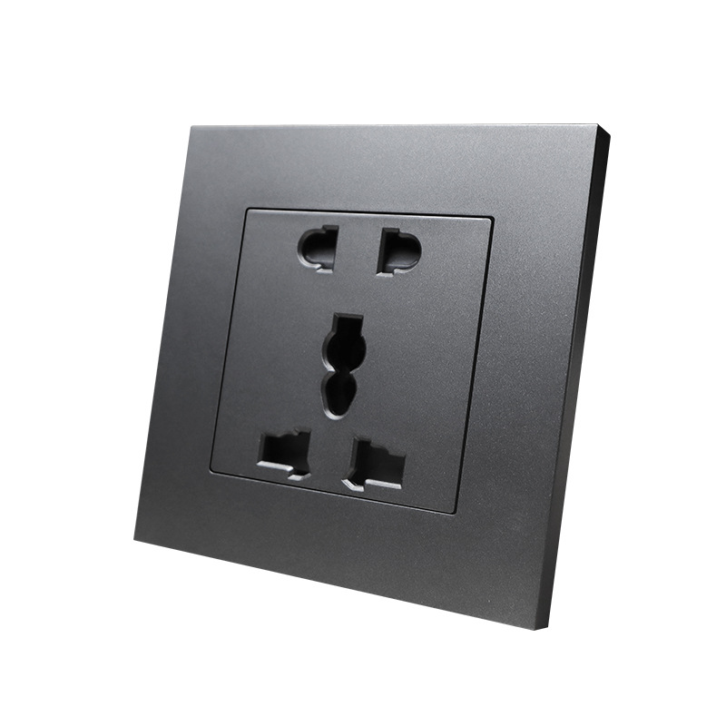 英式插座，黑色拉丝面插墙插墙壁插座