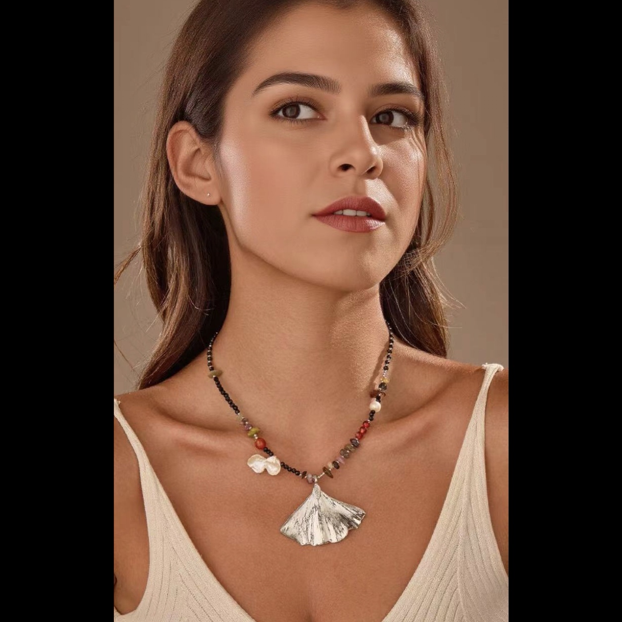 欧美流行天然真树叶银杏叶锁骨项链 手工制作 精致饰品