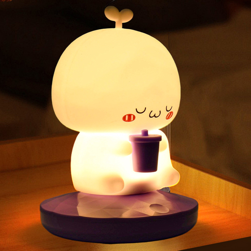 新款迷你可爱小夜灯 按钮拍拍款多种光源USB充电创意小台灯厂家直销