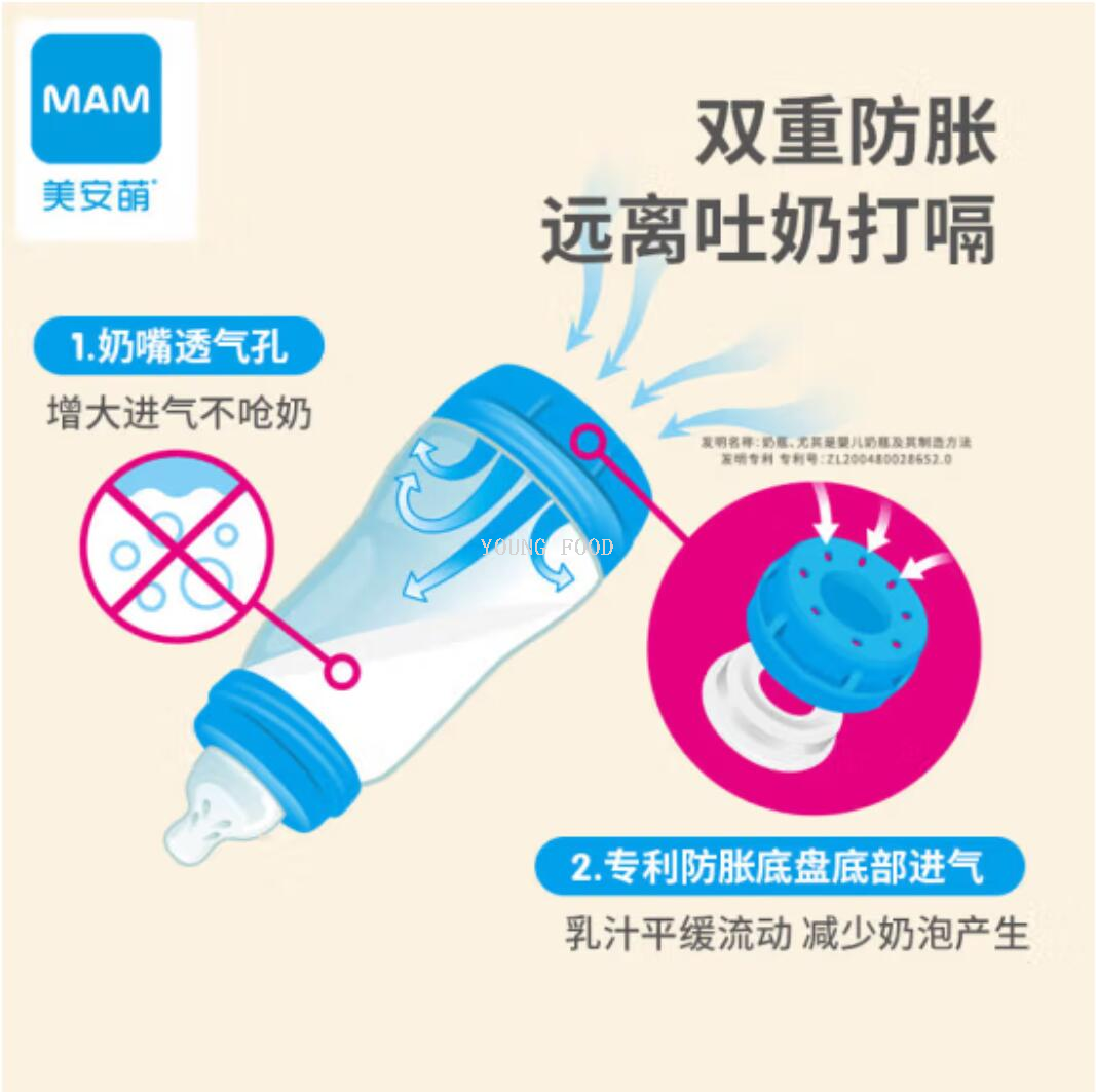 批发包邮！MAM美安萌新生儿礼盒进口PPSU双重防胀奶瓶+替换奶瓶嘴详情6