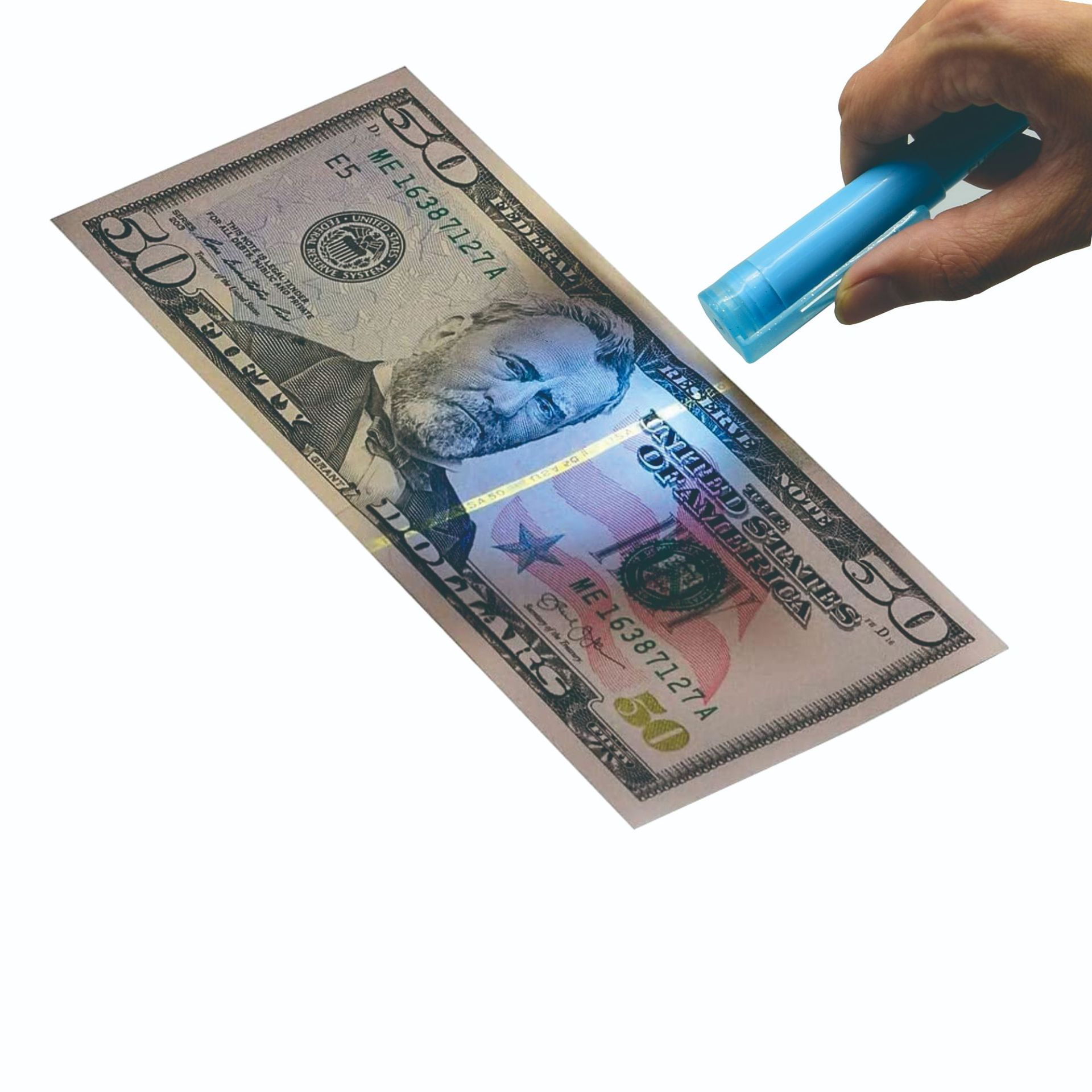 荧光笔带灯验钞笔水性笔辨别真假钱欧元美金UV紫外线灯辨别验钞笔 点钞机验钞机数钞机详情图3