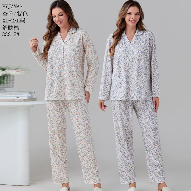 Soft cotton women's home wear and pajamas export PYJAMAS women's long-sleeved set export home wear winter new style imitation cotton pajamas sales and wholesale Item Picture